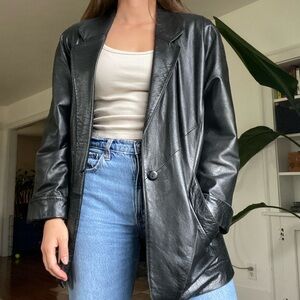 Vintage Beged-Or Black Leather Jacket